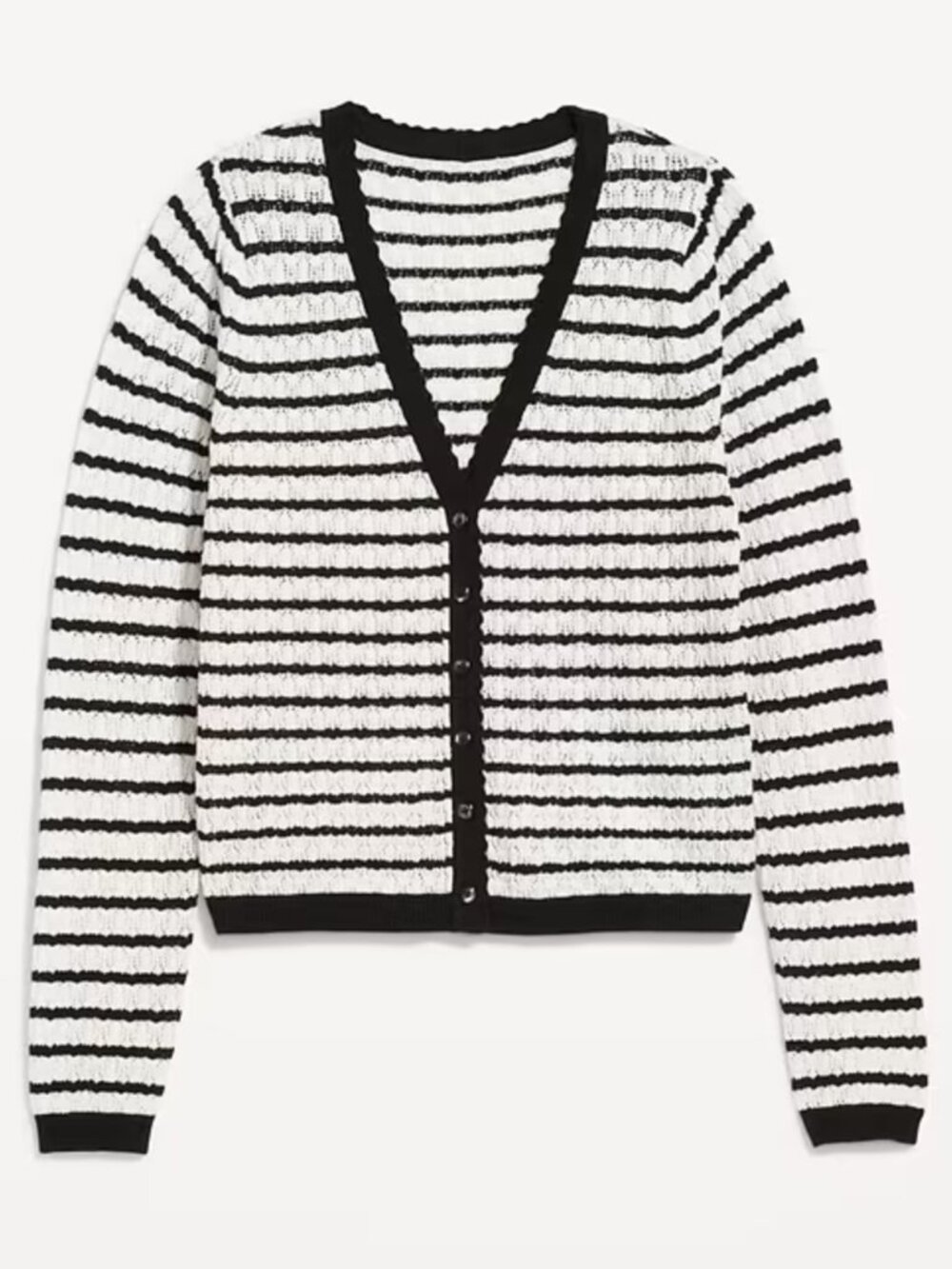 Old Navy Striped Pointelle Knit V-Neck Cardigan